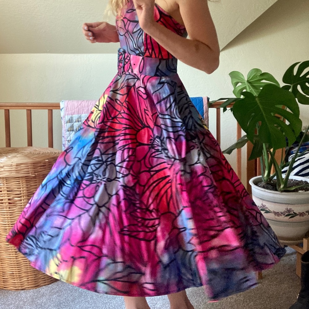 Funky Vtg Strappless Flower Dress